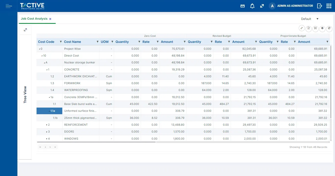 Construction Project Management Jobcost Report