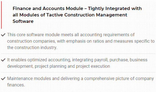 Consrtuction Account and Finance Modules