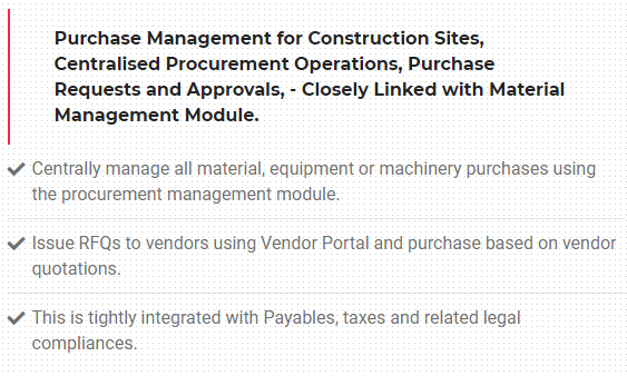 construction procurement software modules